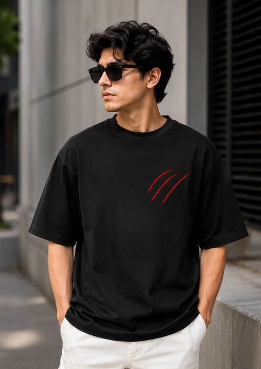 Wild Soul Edition: 240 GSM Claw Mark & Tiger Graphic Drop Shoulder Tee