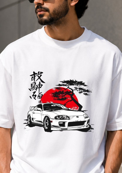 Japanese JDM Car Graphic Oversized White T-Shirt
