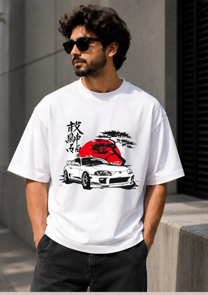 Japanese JDM Car Graphic Oversized White T-Shirt