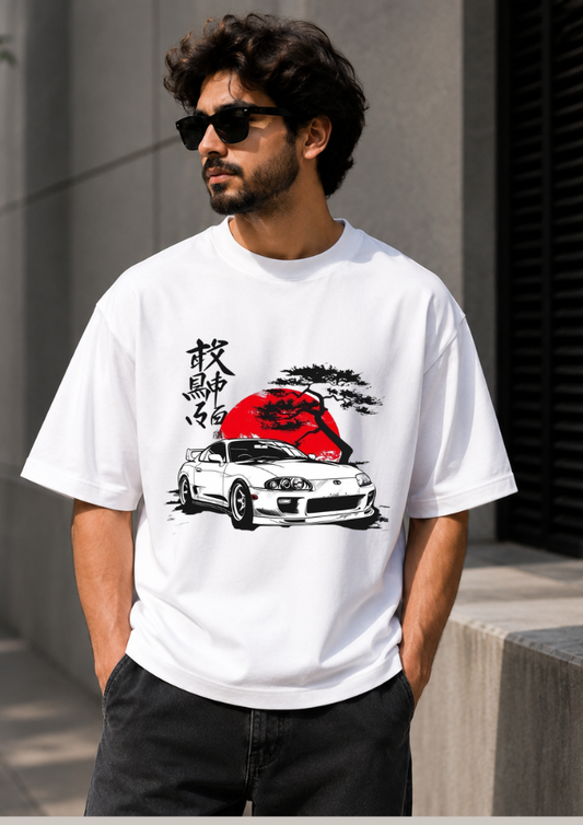 Japanese JDM Car Graphic Oversized White T-Shirt