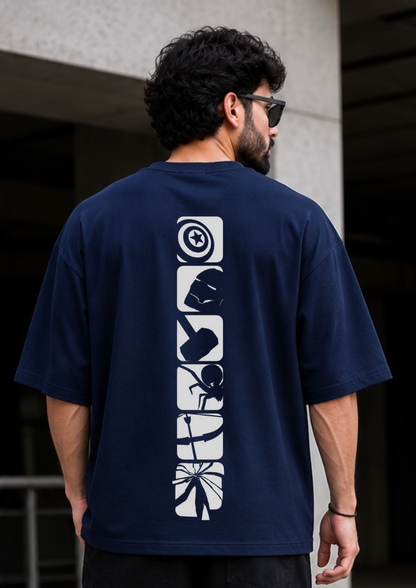 Avengers "Assemble" Heavyweight Oversized T-Shirt – Navy Blue (240 GSM Pure Cotton)