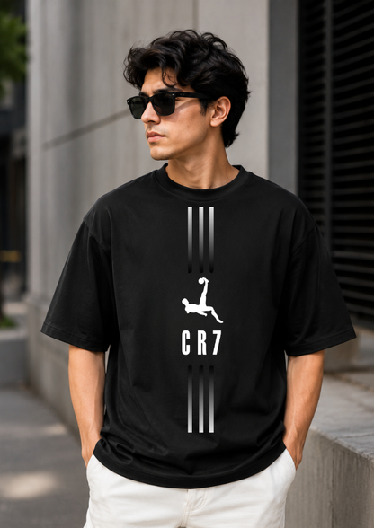 CR7 Bicycle Kick Graphic Oversized T-Shirt - 240 GSM Heavyweight Cotton