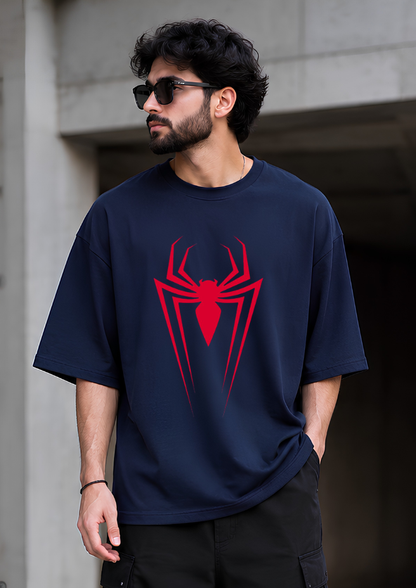Men's Navy Blue Anime Graphic T-Shirt - Heavy Duty 240 GSM Pure Cotton, Loose Fit