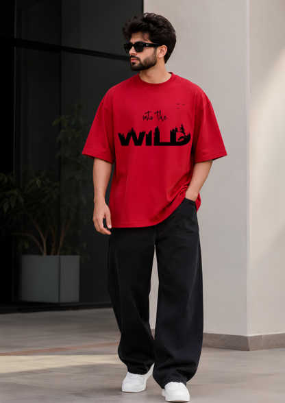 The "Lone Wolf" Heavyweight Oversized Tee – Crimson Red