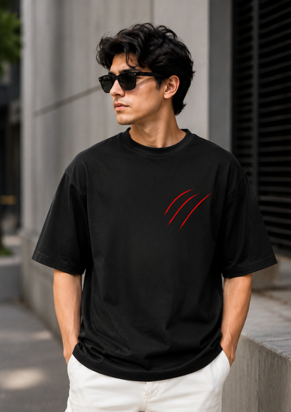 Wild Soul Edition: 240 GSM Claw Mark & Tiger Graphic Drop Shoulder Tee