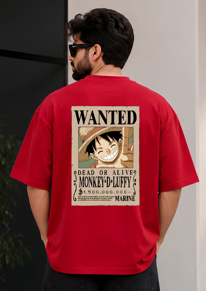 Wanted Anime Oversized T-Shirt – 240 GSM Premium Cotton | Red Graphic Streetwear Tee