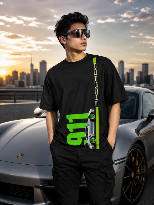 Men's Premium Oversized Black Graphic Printed T-Shirt