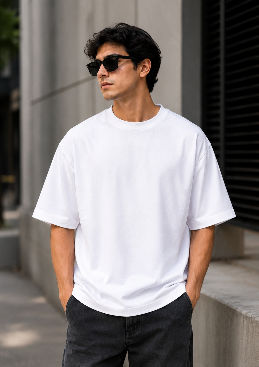 No Skate No Party Oversized White Graphic T-Shirt for Men | Premium Cotton Streetwear Tee
