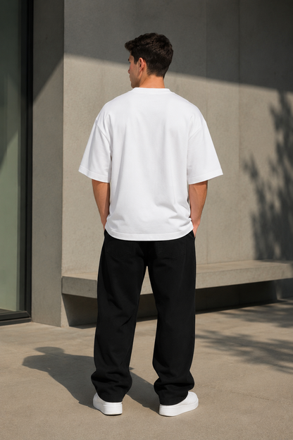 Men's Vikings Graphic Oversized T-Shirt | 240 GSM Premium Cotton | White Drop Shoulder Half Sleeve | Streetwear Casual Tee