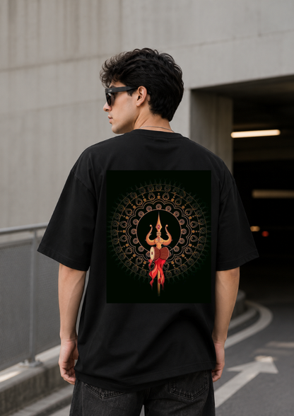 Mahadev Trishul Oversized Graphic T-Shirt | 240 GSM Premium Cotton | Front & Back Print